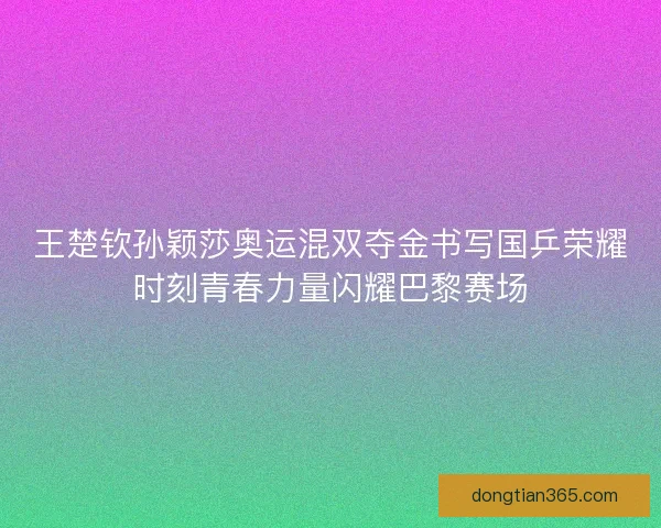 王楚钦孙颖莎奥运混双夺金书写国乒荣耀时刻青春力量闪耀巴黎赛场